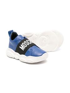 Moschino Kids logo-print strap leather sneakers - Blauw