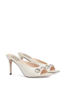 Gucci Horsebit crystal-embellished leather mules - Wit