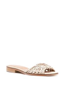 STAUD woven-strap flat leather sandals - Beige