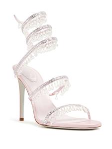 René Caovilla Chandelier 105mm crystal-embellished sandals - Roze