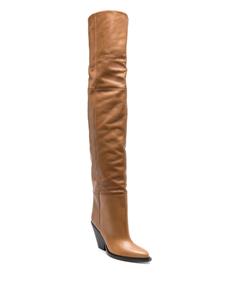 ISABEL MARANT Lalex 90mm thigh-high leather boots - Bruin