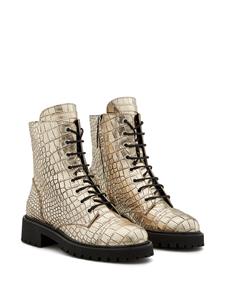 Giuseppe Zanotti Thora legerlaarzen met krokodillenleer-effect - Goud