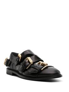 Moschino logo-buckle leather monk shoes - Zwart