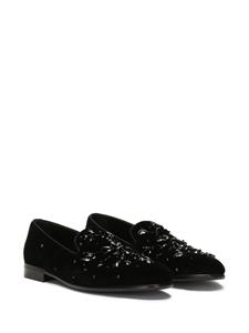 Dolce & Gabbana crystal-embellished velvet slippers - Zwart