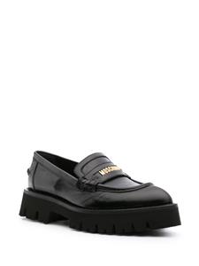 Moschino logo-lettering chunky leather loafers - Zwart