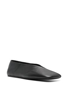 Jil Sander square-toe leather ballerina shoes - Zwart