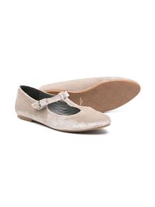 Eli1957 velvet T-strap ballerina shoes - Beige