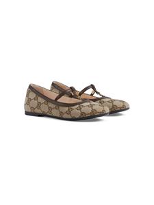 Gucci Kids GG Supreme leather ballerina shoes - Beige