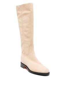 Santoni Knielaarzen met geborduurd logo - Beige