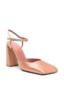 Amina Muaddi Charlotte 95mm satin pumps - Beige