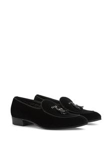 Gucci Double G-detail velvet loafers - Zwart