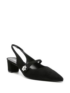 Stuart Weitzman Crystal Fleur 55 mm leren pumps - Zwart