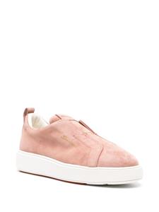 Santoni logo-debossed suede slip-on sneakers - Roze