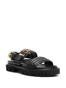 Moschino logo-plaque leather sandals - Zwart