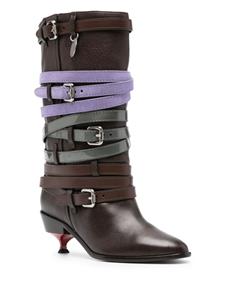 Kiko Kostadinov Quad strap-detail mid-calf boots - Bruin