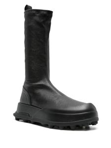 Jil Sander leather platform boots - Zwart