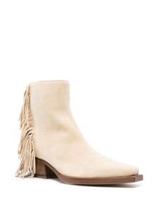 Buttero fringed suede ankle boots - Beige