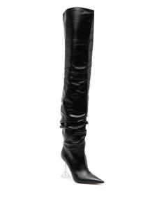 Amina Muaddi Olivia 95mm thigh-high leather boots - Zwart