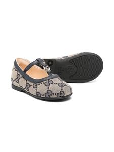 Gucci Kids Double G leather ballerina shoes - Blauw