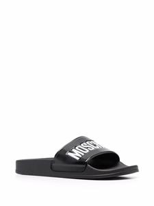 Moschino Slippers met logoprint - Zwart