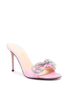 MACH & MACH crystal-embellished bow 95mm satin mules - Roze