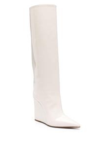 Le Silla Kira 120mm patent wedge boots - Beige
