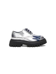 Marni Kids logo leather lace-up shoes - Zilver