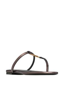 Saint Laurent Cassandra leather sandals - Bruin
