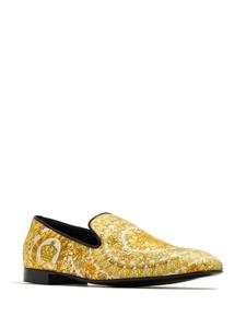 Versace Barocco-print satin loafers - Geel