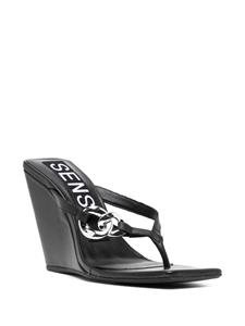 Senso Helga I leather wedge sandals - Zwart