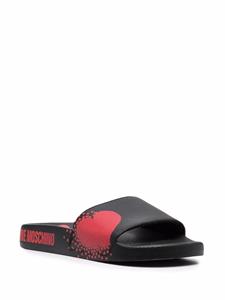 Love Moschino Slippers met logoprint - Zwart