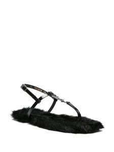 Saint Laurent Cassandra faux fur-lined sandals - Zwart