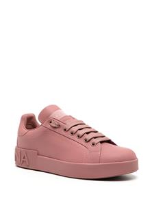 Dolce & Gabbana embossed-logo leather sneakers - Roze