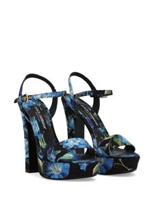 Dolce & Gabbana Sandalen met plateauzool en bloemenprint - Blauw