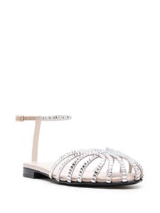Alevì Rebecca crystal-embellished caged sandals - Beige
