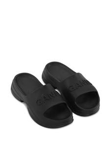 GANNI Chunky slippers met logo-reliëf - Zwart