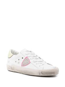 Philippe Model Paris logo-patch distressed leather sneakers - Wit