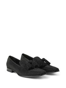 Jimmy Choo Foxley crystal-embellished suede slippers - Zwart