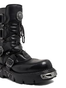 Rabanne x New Rock buckled leather boots - Zwart