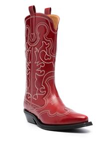 GANNI Western-style leather boots - Rood