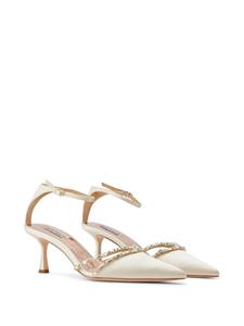 Badgley Mischka Zendaya 65mm gemstone-embellished pumps - Beige