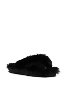 Apparis Biba slippers met imitatiebont - Zwart
