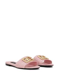 Dolce & Gabbana Raffia slippers met logoplakkaat - Roze