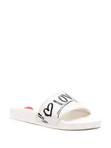 Love Moschino Badslippers met logoprint - Wit