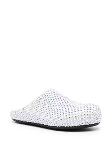 Marni glass-crystals leather slippers - Wit