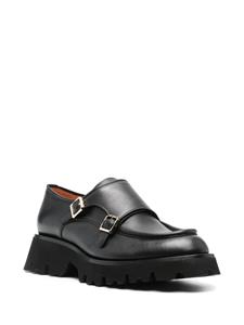 Santoni double-buckle leather shoes - Zwart