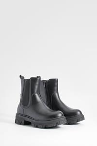 Boohoo Chunky Cleated Sole Chelsea Boots, Black