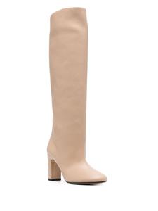 Kiton 95mm leather knee-high boots - Beige
