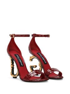 Dolce & Gabbana Leren sandalen met DDG barok-hak - Rood