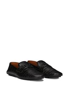 Dolce & Gabbana DG logo embossed-crocodile leather loafers - Zwart